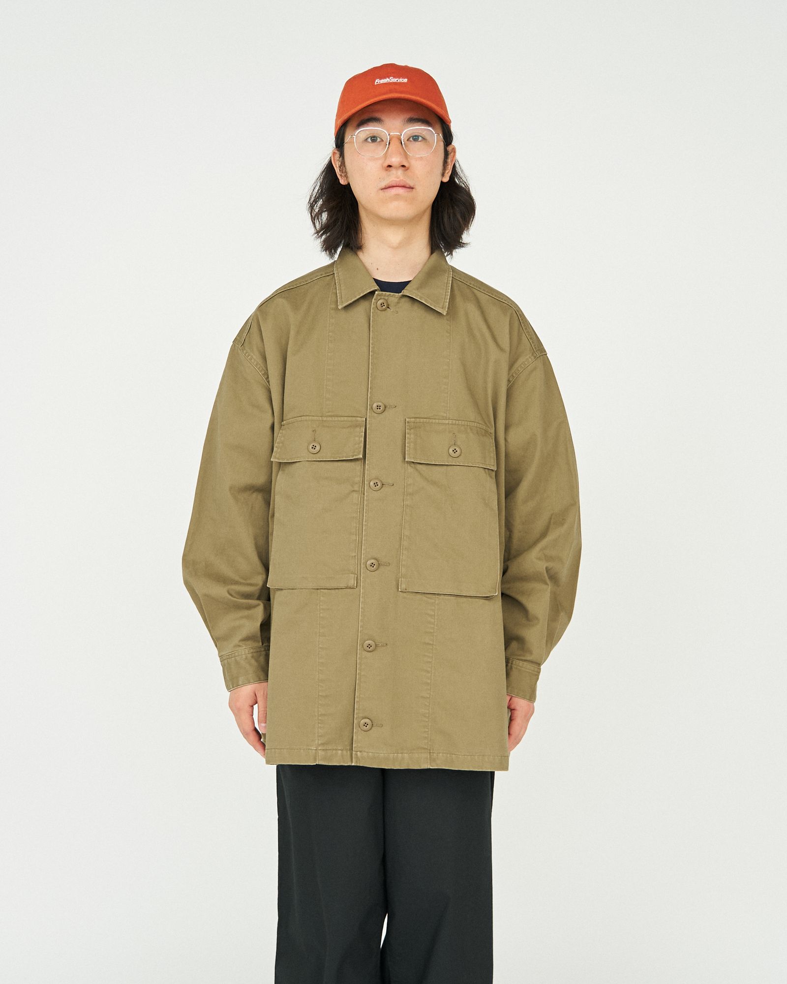 フレッシュサービス UTILITY FATIGUE SHIRT(FSC251-20138)GREEN(TAN)