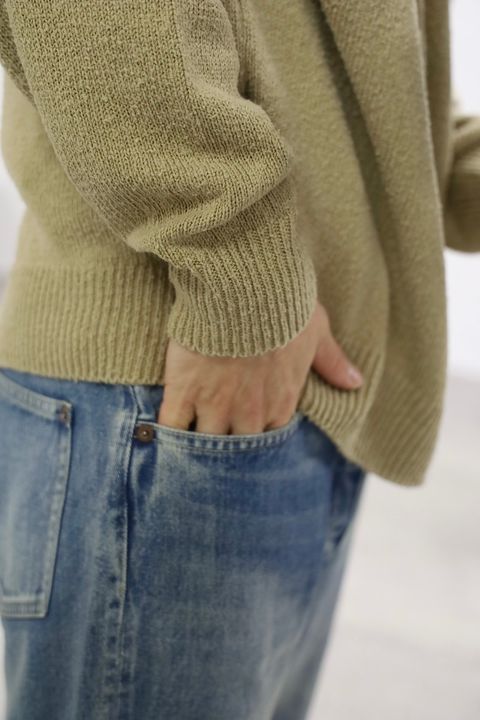 A.PRESSE 2026 STYLE1 Washed Silk Nep Crew Neck Sweater"BEIGE"スタイル