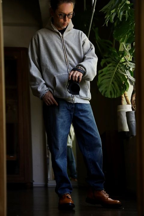 A.PRESSE Vintage Zip Sweat Hoodieスタイル