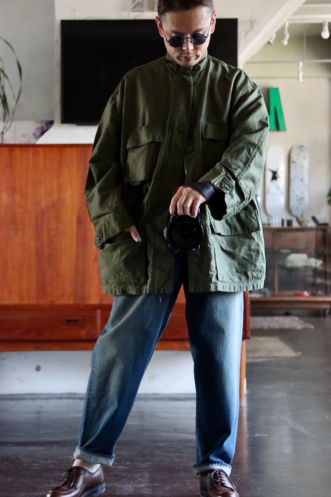 Graphpaper】 Suvin Herringbone Military Jacket – ONENESS
