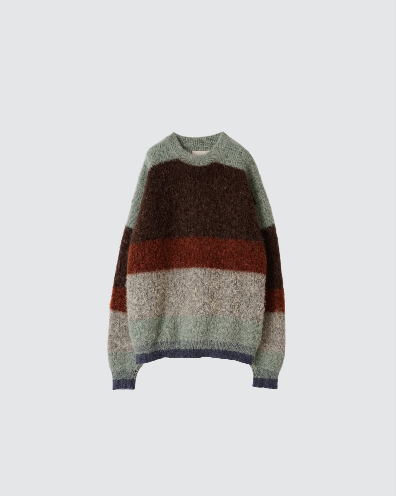 ヨーク23AW MOHAIR BORDER CREWNECK SWEATER(YK23FW0572S)BROWN