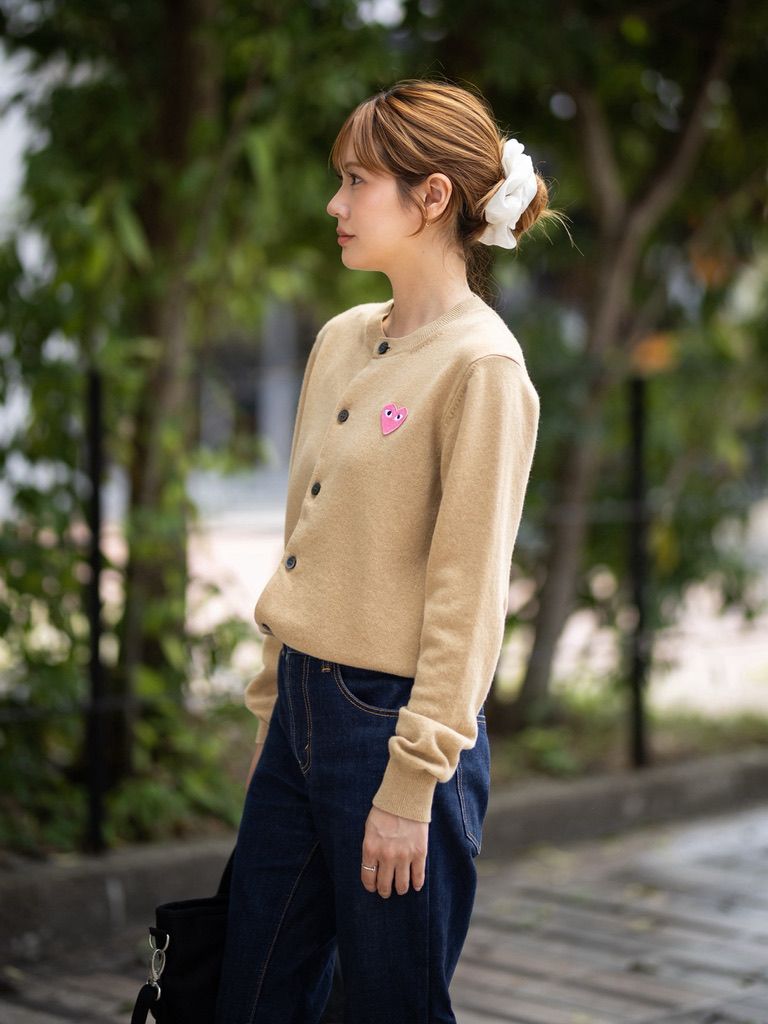 PLAY COMME des GARCONS 新作ROUND NECK CARDIGAN PINK EMBLEM style.2028.8.20