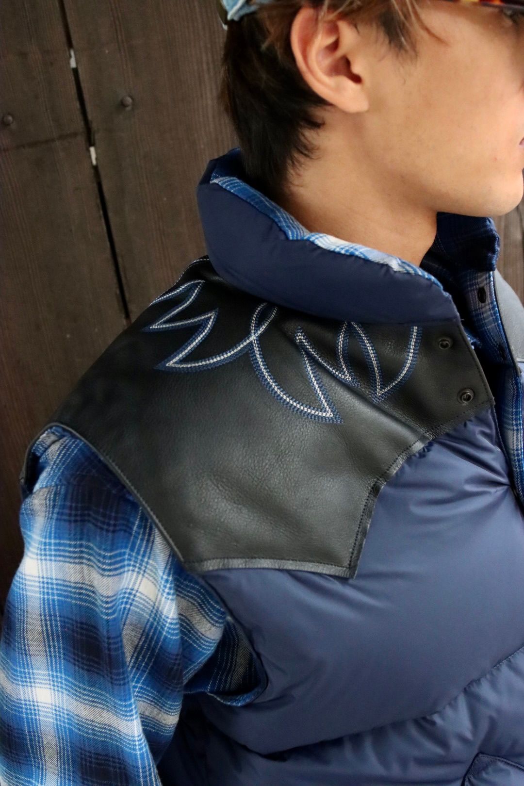 RAFU23AW RMFC DOWN VEST W/EMB'D "BLEU"スタイル