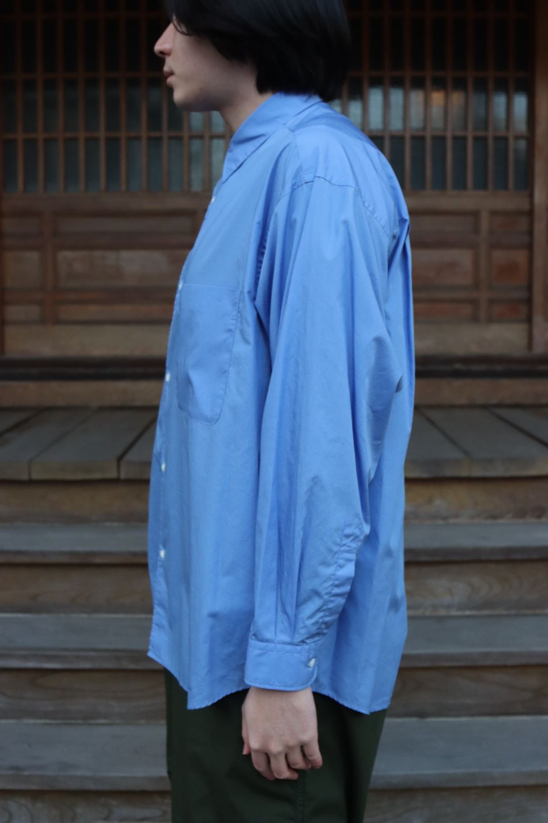 Graphpaper 22SS Broad L/S Oversized Regular Collar Shirt"BLUE".style