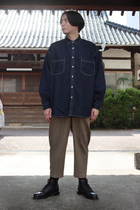 Graphpaper Denime Regular Collar Shirt(GM213-50077B) style.2021.10.3