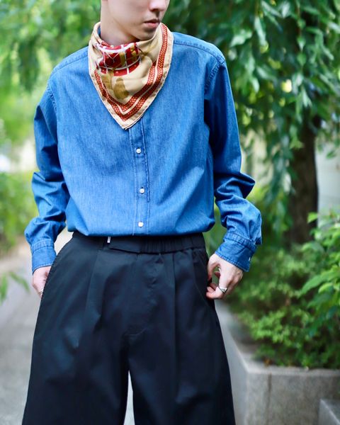 A.PRESSE アプレッセ 23AW Washed Denim shirtスタイル