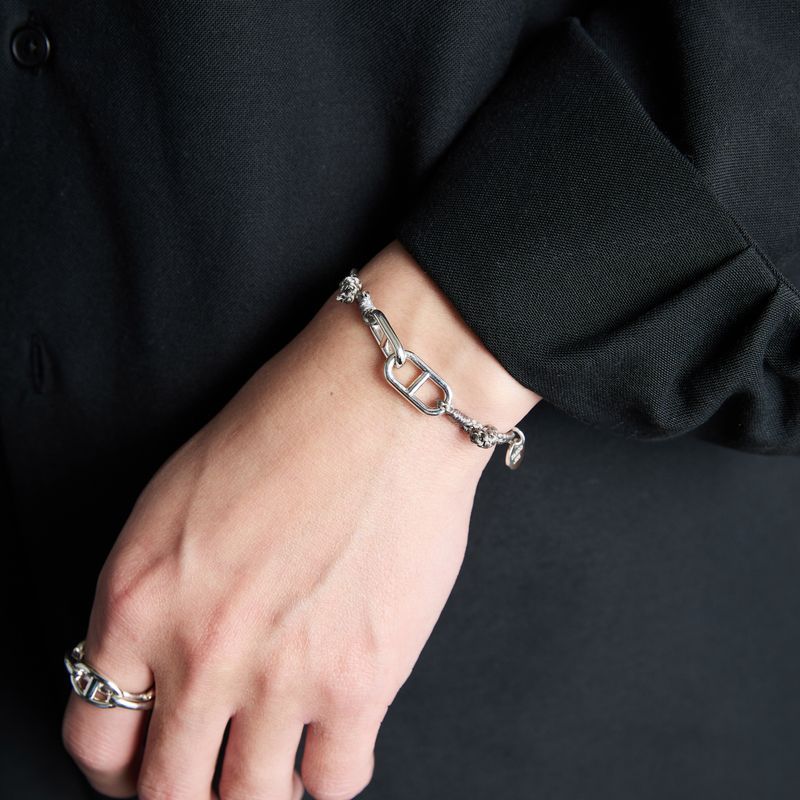 XOLO JEWELRY ショロジュエリー / Anchor Link Silk Code Bracelet-Silver- (XOCB004)GRAY☆6月17日発売！