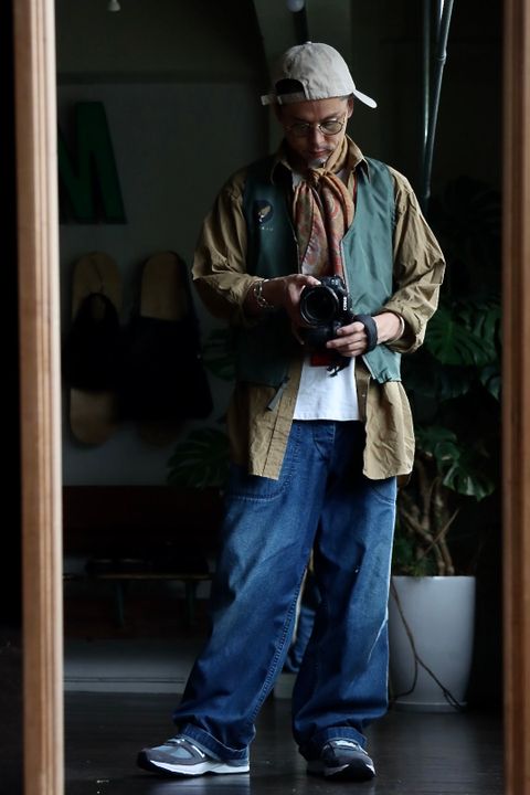 アプレッセ22AW Over Dyeing Military Shirt"BEIGE"スタイル