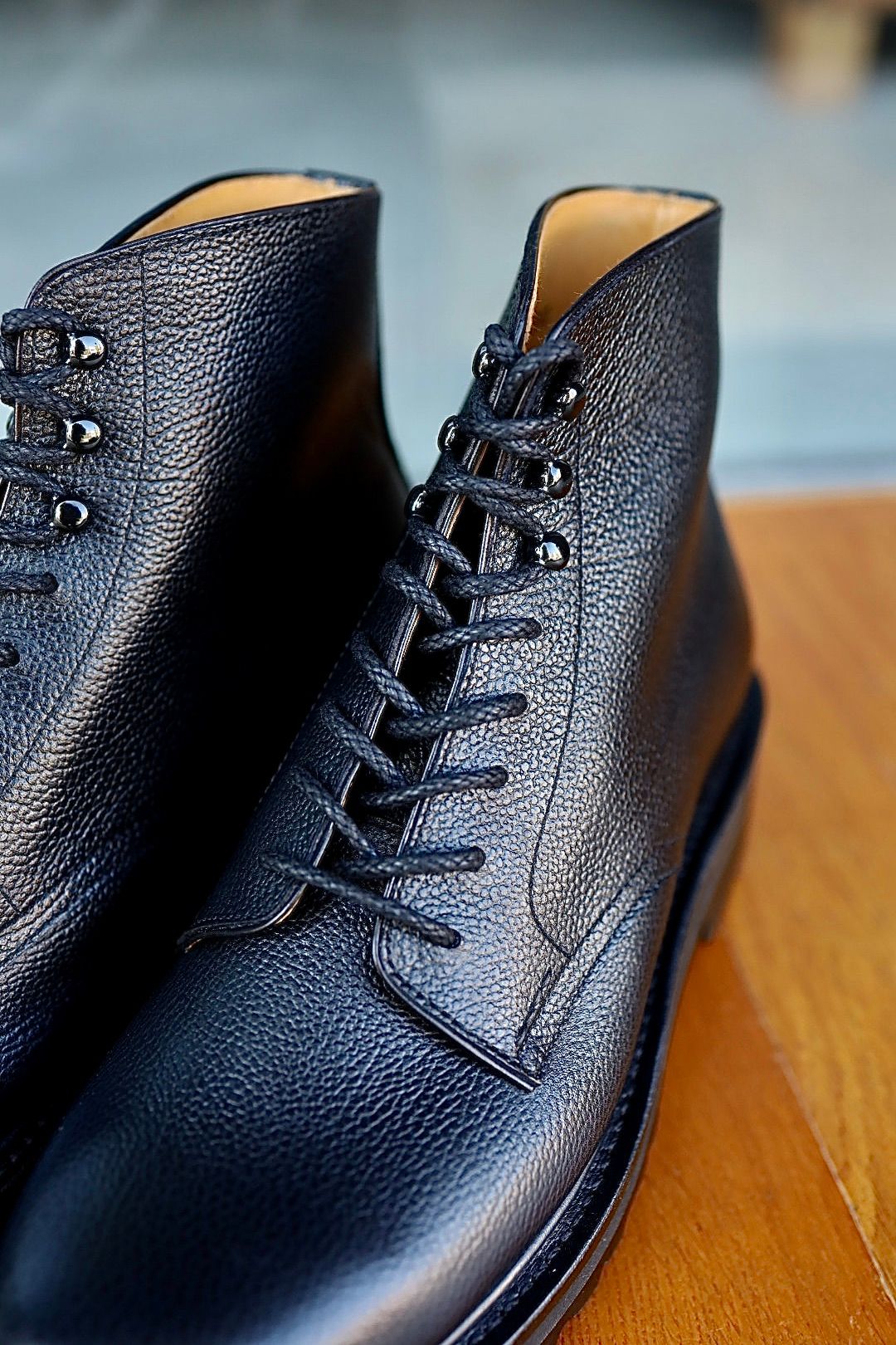 FOOTWORKSフットワークス  レースアップブーツ Lace-up shoes in grain leather(F03-0002_M)BLACK☆新作発売！