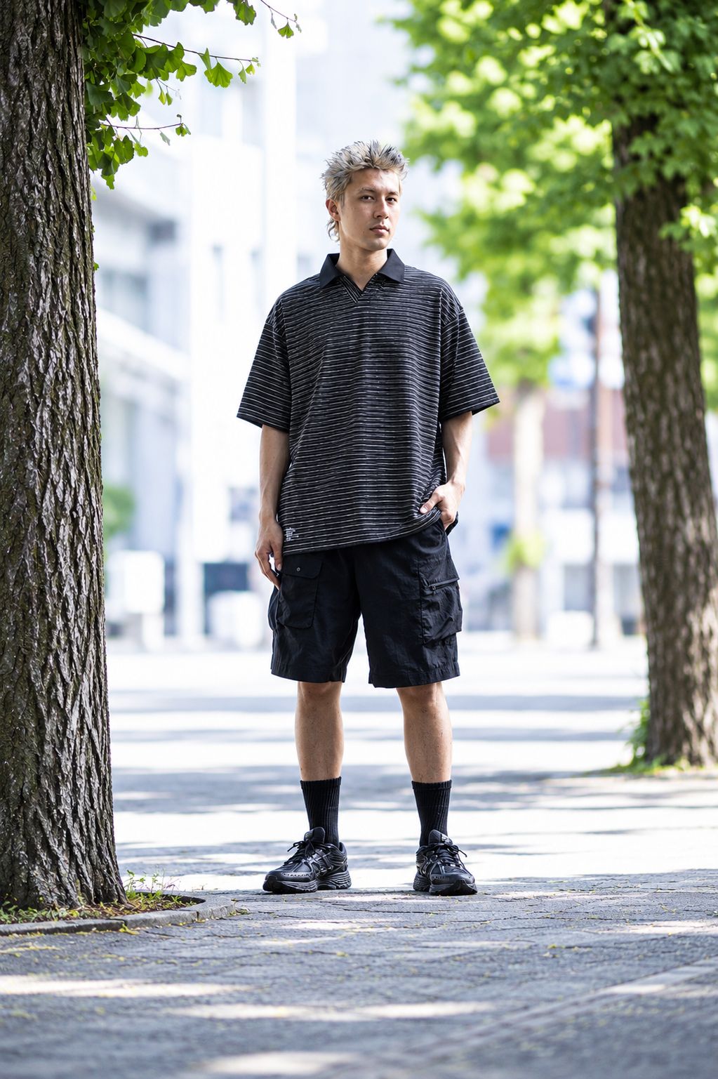 フレッシュサービス COMPACT BORDER V-NECK POLO(FSC262-70120)BLACK