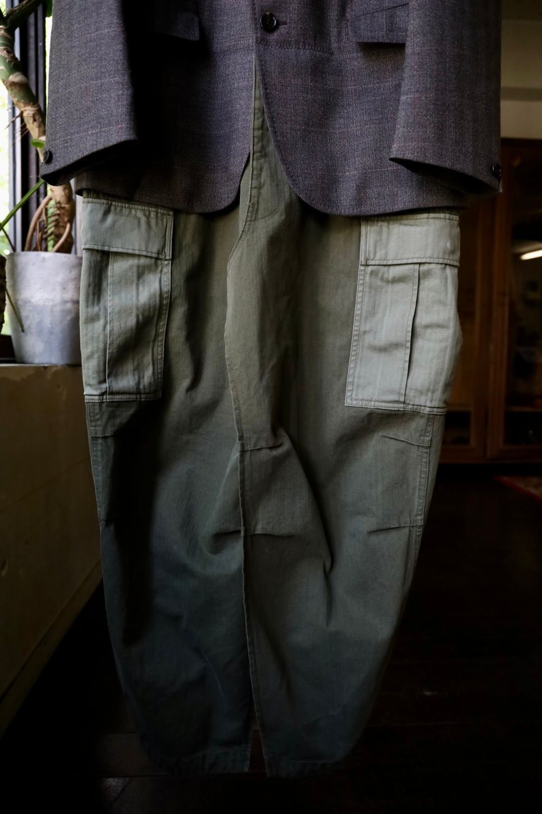 ジュンヤワタナベマン24AW ウールチェック×綿ヘリンボーンコート(WN-CO10-051)D.BROWN×KAHKI