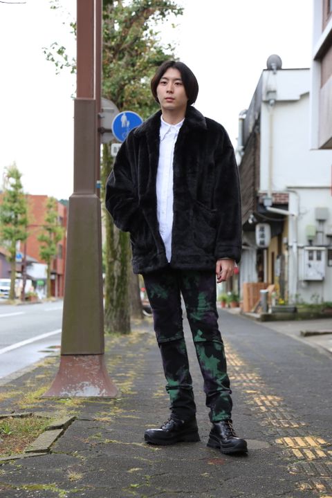 doublet HAND-PAINTED FUR JACKET"BLACK"style.2020.10.17.
