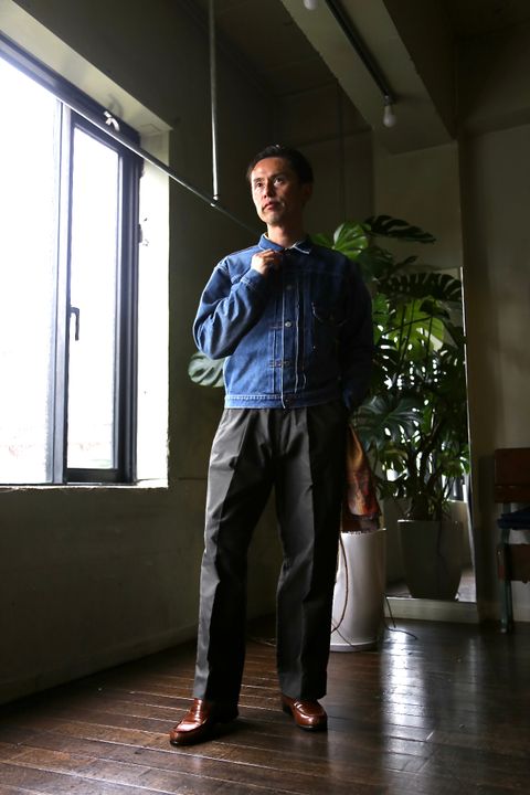 blurhms Broken Cloth Curve Front Slacks"KHAKI GREY"style.8.13.