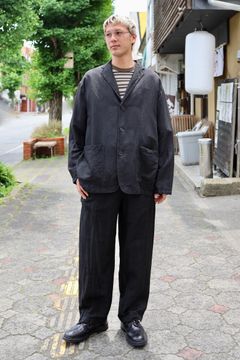 COMME des GARCONS HOMME リネンギャバ製品染3Bジャケット MARKスタイル