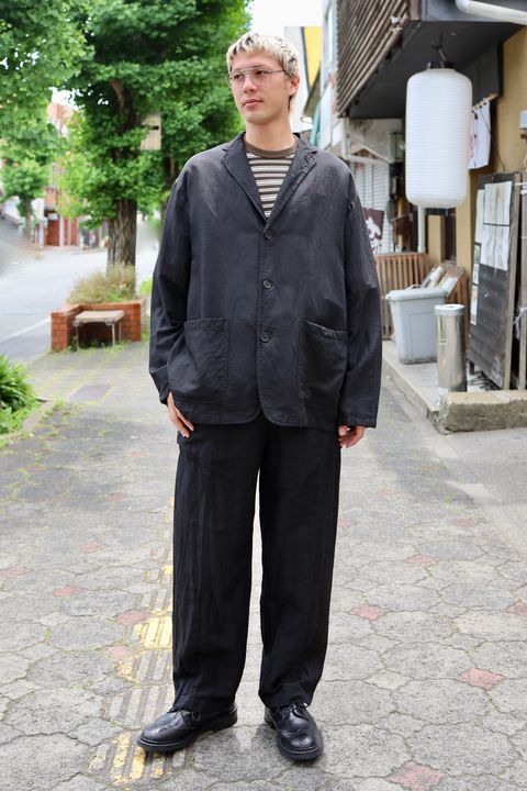 COMME des GARCONS HOMME リネンギャバ製品染3Bジャケット MARKスタイル