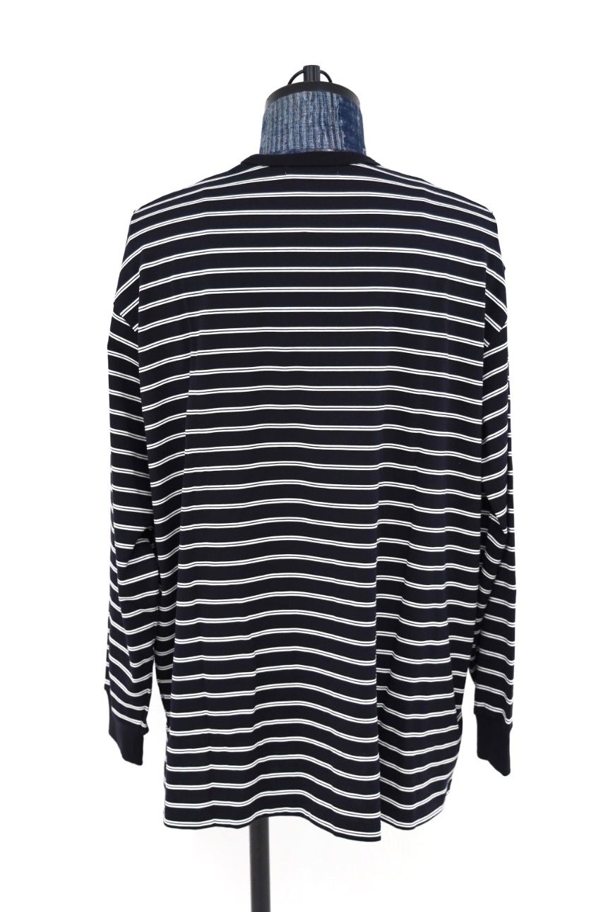 グラフペーパー26SS Tri Spun Border L/S Tee(GU261-70121B)NAVY×WHITE