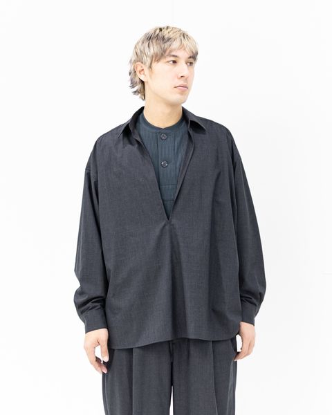 Graphpaper 26SS Fine Wool Heather L/S Skipper Shirt(GU261-50320)CHARCOAL☆2月21日(土)発売！