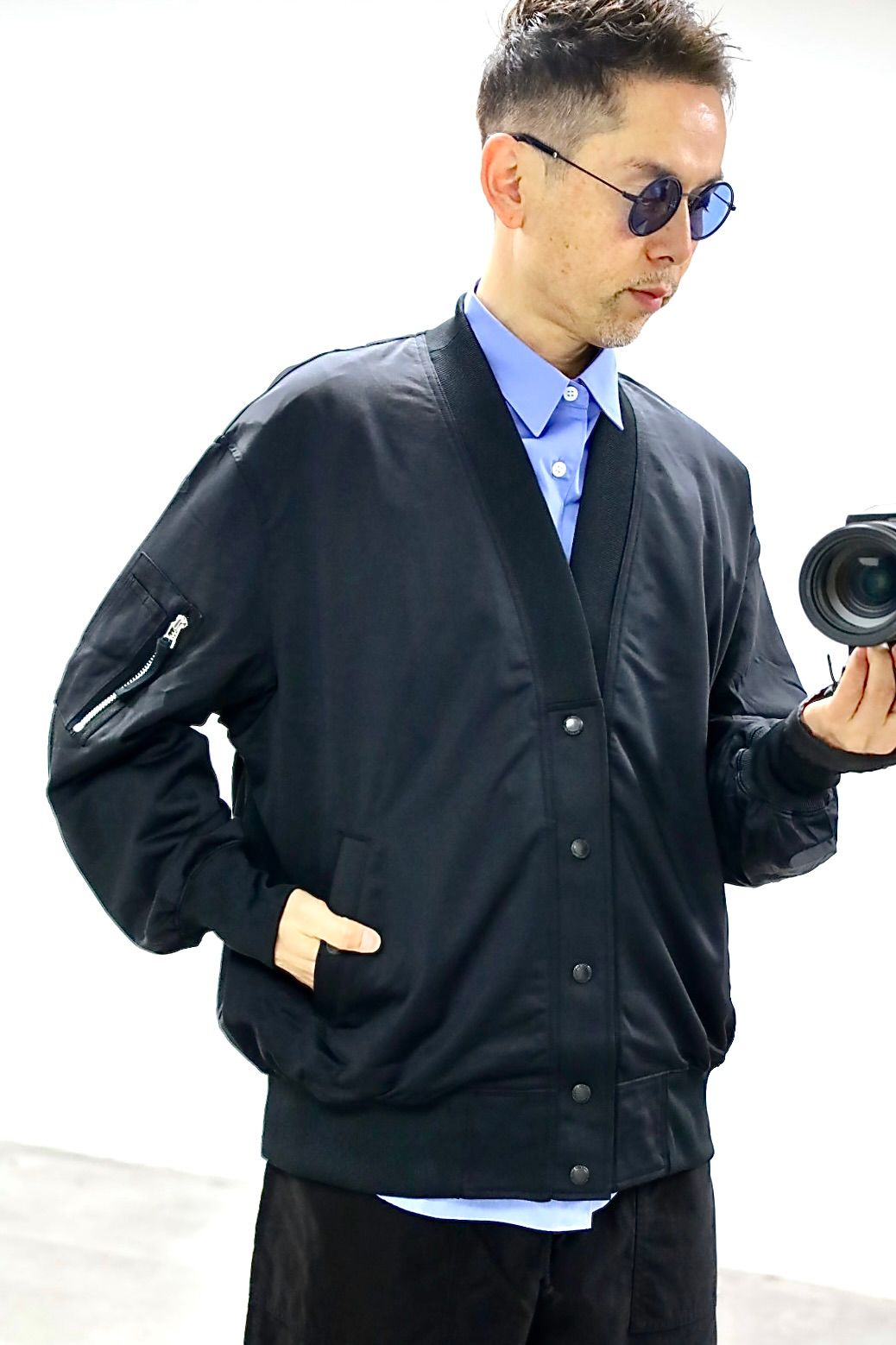 COMME des GARCONS HOMME 26SS 綿ナイロン裏毛ジャージカーディガンスタイル