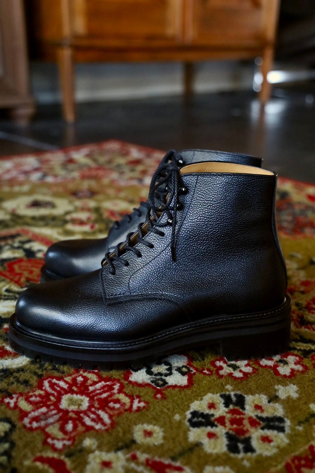 FOOTWORKSフットワークス レースアップブーツ WOMENS Lace-up shoes in grain leather(F03-0002_W)BLACK☆新作発売！