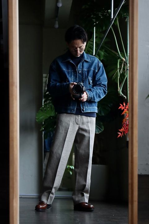 A.PRESSE Dead Stock Linen Trousersスタイル