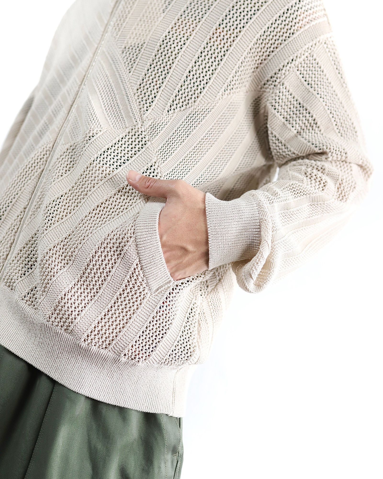 YOKE - ヨーク24SS COTTON MESH STRIPE ZIP-UP CARDIGAN(YK24SS0674S