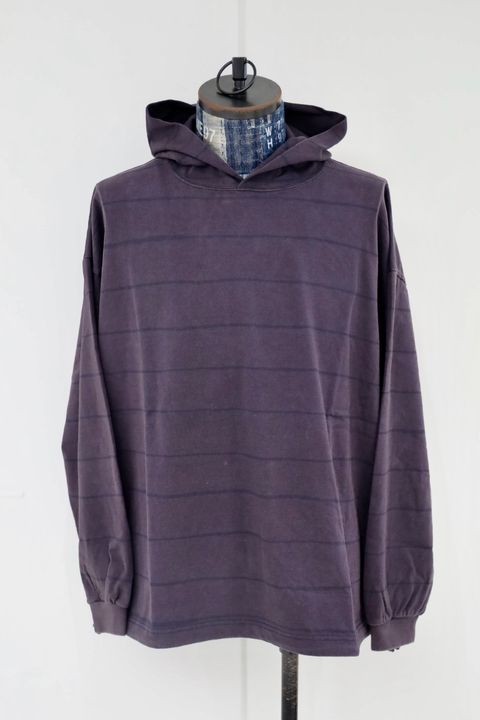 S.F.C 25FW エスエフシー SIDE STRIPE HOODY LS TEE (DISCHARGED) (SFCFW25CS07)Navy☆10月25日(土)発売！