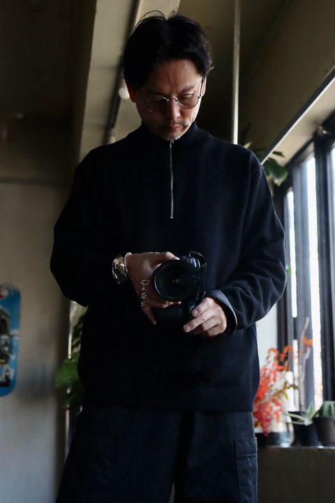ATON エイトン 23SS WOOL WASHI HALF ZIP SWEATERスタイル