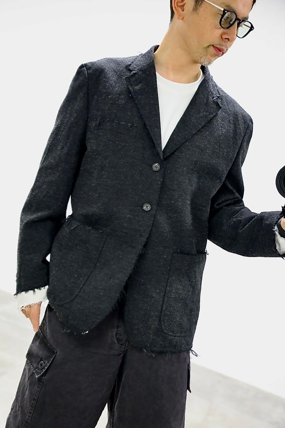 COMME des GARCONS HOMME ウールエステルヘリンボーンジャケットスタイル