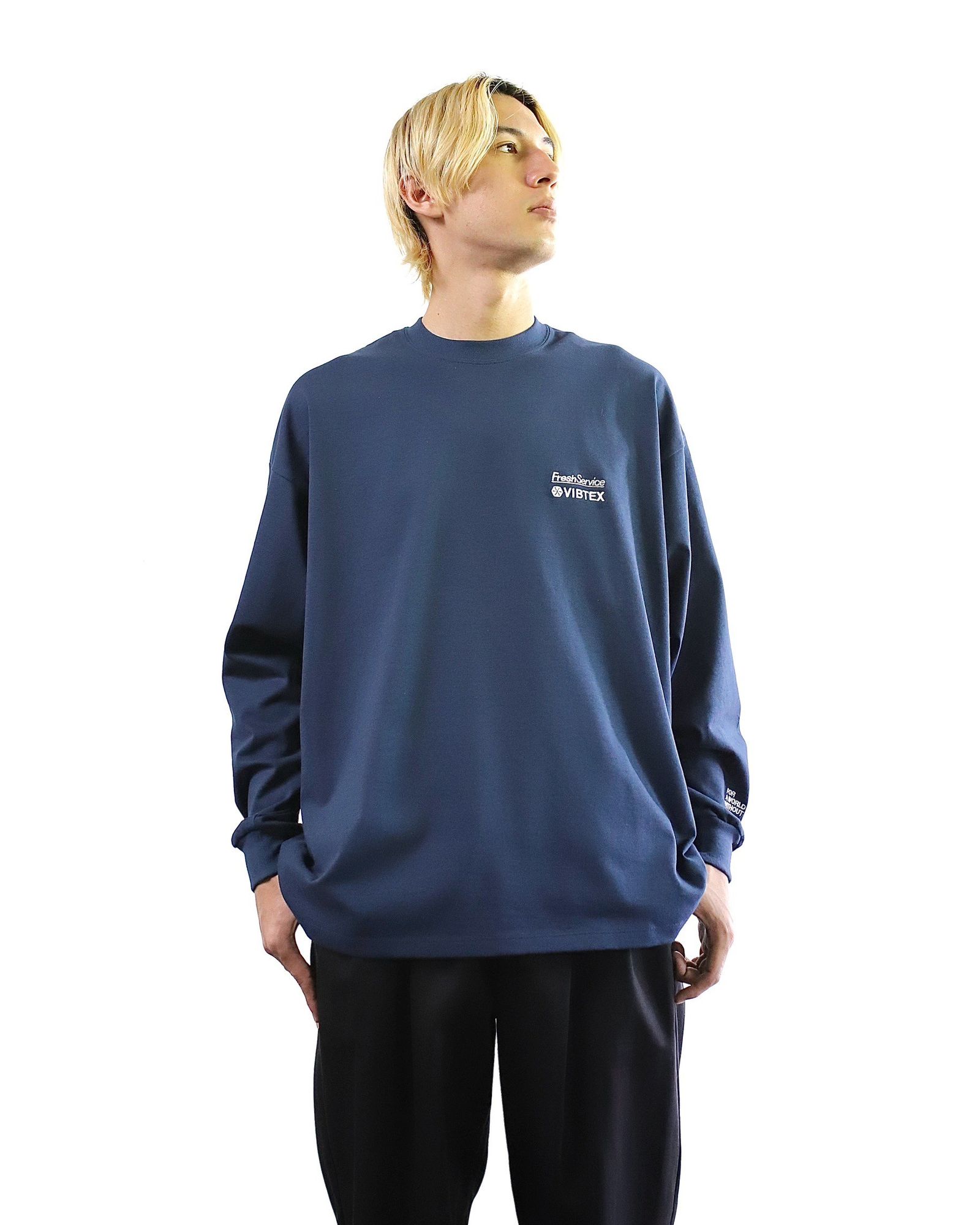 VIBTEX for FreshService 24SS  L/S CREW NECK TEE(NAVY) style 2024.5.17