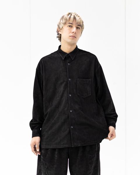 グラフペーパー26SS Cow Nubuck Leather L/S Oversized Regular Collar Shirt(GU261-50406)BLACK☆2月28日(土)発売！