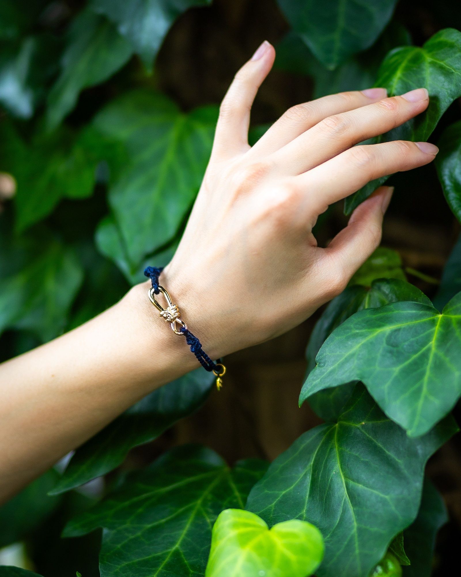 XOLO JEWELRY ショロジュエリー / Twisted Rope Link Silk Code Bracelet-Gold- (NAVY)