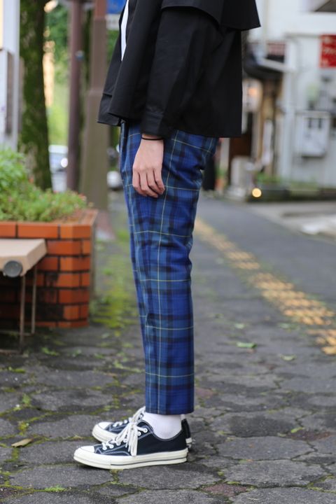 JieDa TARTAN CHECK TUCK SLACKS"NAVY"スタイル.2020.7.25.