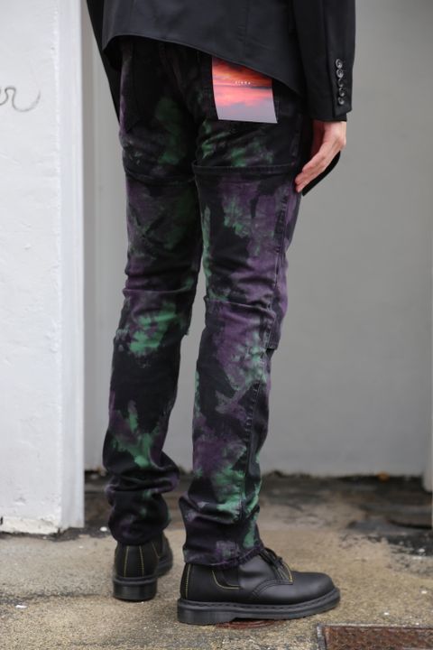 JieDa TIE-DYE 2WAY SLIM DENIM PANTS(Jie-20W-PT07)BLACK style.2020.7.10.