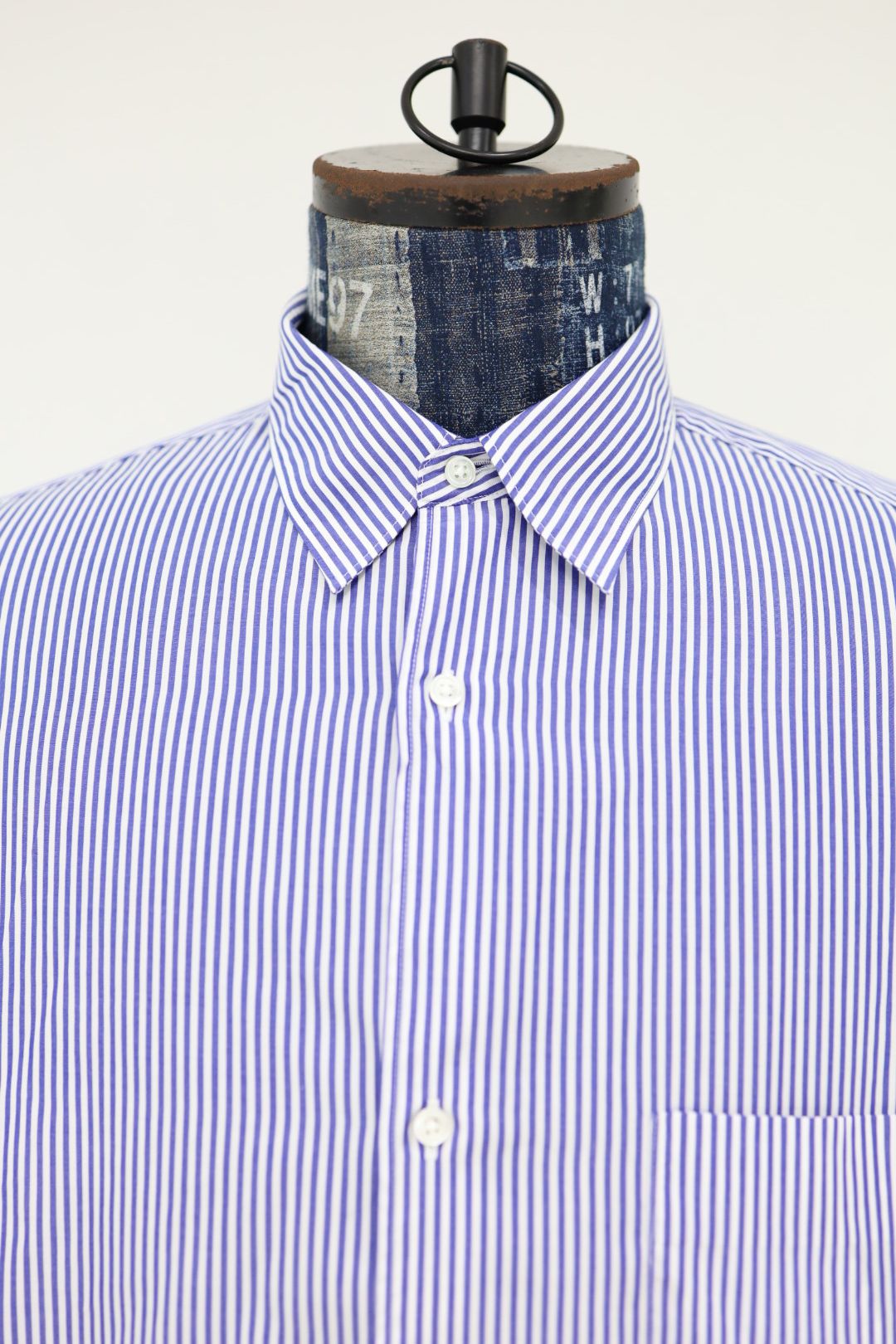 グラフペーパーシャツ Broad Stripe L/S Oversized Regular Collar Shirt (GM264-50022STB)BLUE STRIPE☆10月31日(土)発売！