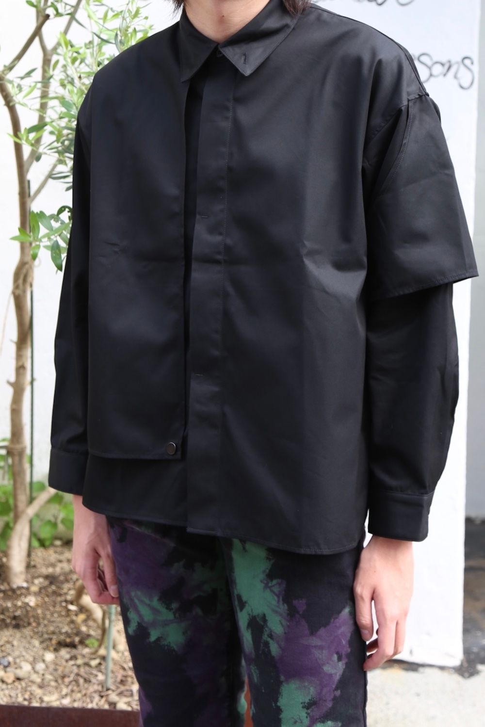JieDa2020AW T/C FLAP SHIRT "BLACK"(Jie-20W-SH07-B) style.2020.7.17.