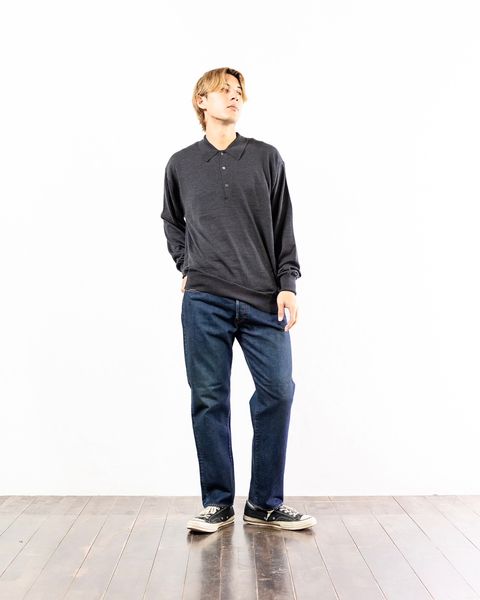 A.PRESSE Wool Knit L/S Polo Shirt(CHACOAL) 8月10日(土)新作発売！