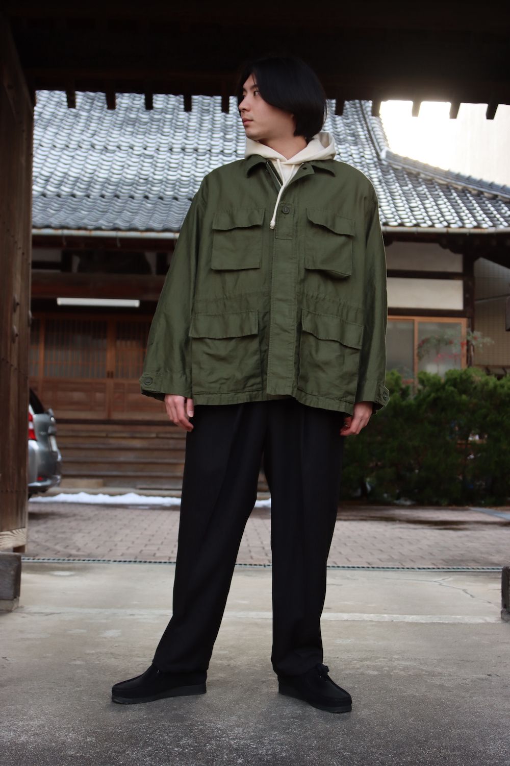 Graphpaper Cotton Linen Moleskin Military Jacket(GU221-30094