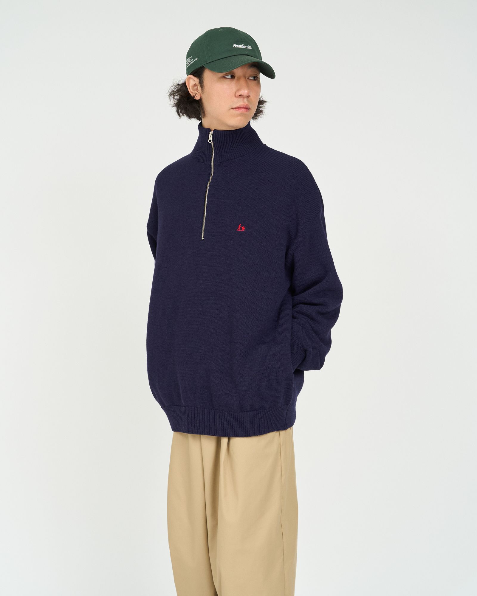 フレッシュサービス 26AW THERMAL JERSEY HARF ZIP KNIT(FSC263-80009)NAVY☆10月17日(土)新作発売！