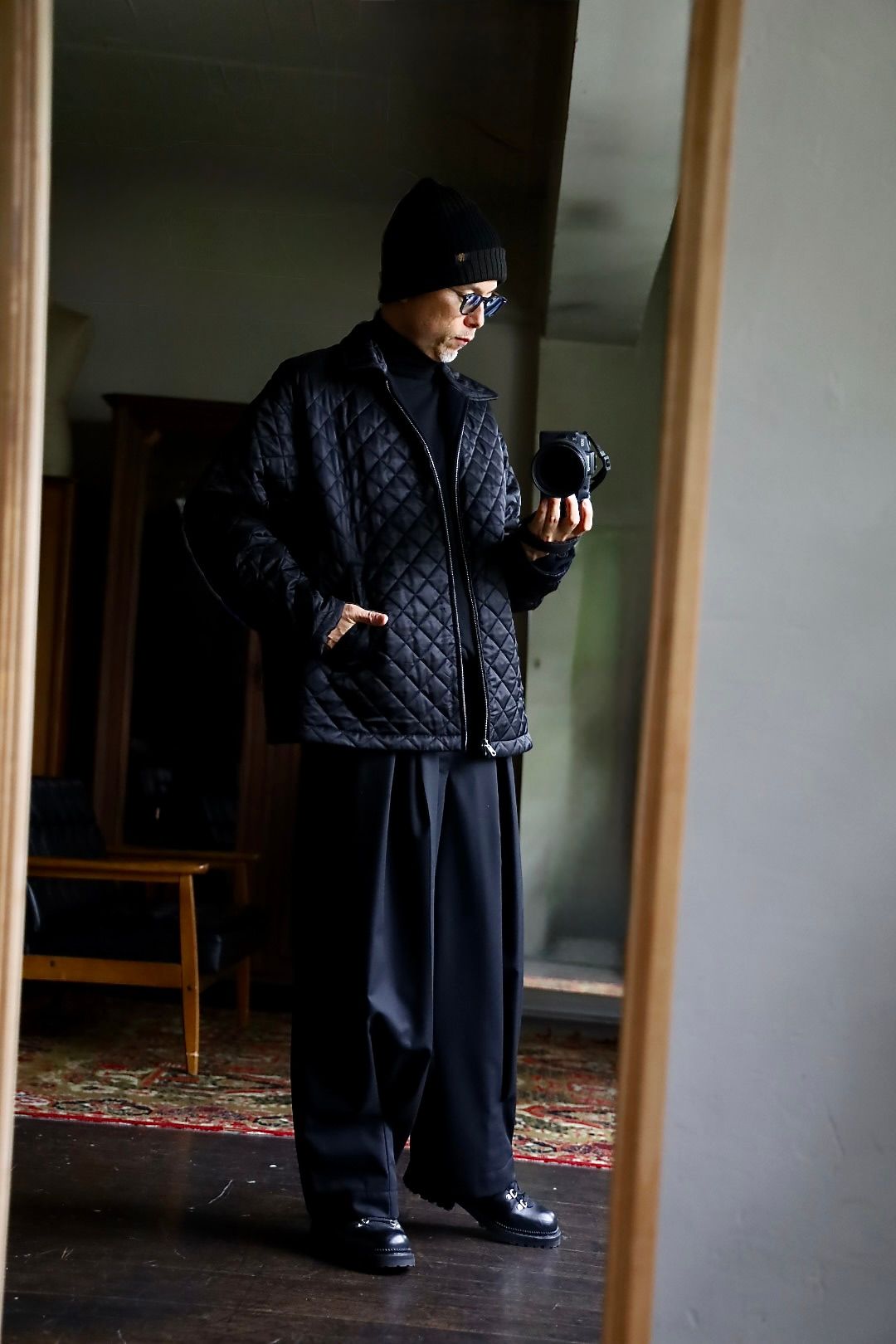 COMME des GARCONS HOMME 26FW リバーシブルキルティングジャケット"BLACK"スタイル