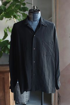 blurhms 25FW Linen Open-collar Shirt L/S(BHS25F020)black
