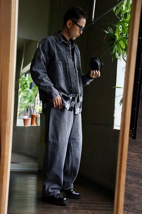 A.PRESSE Vintage Gray Denim Jacketスタイル