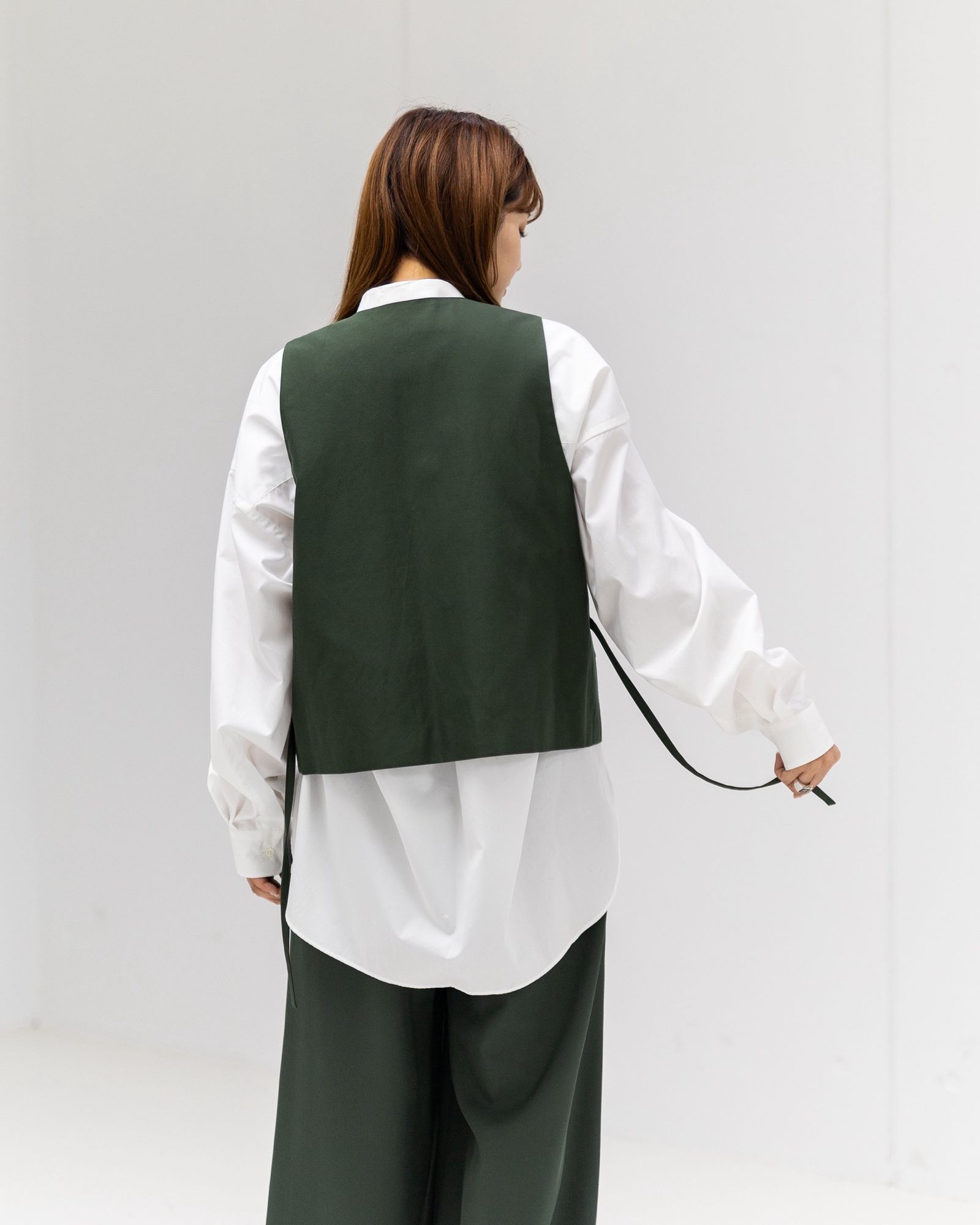 Graphpaper 25AW Women's Cotton Cupro Back Satin Gilet(GL253-30346)GREEN