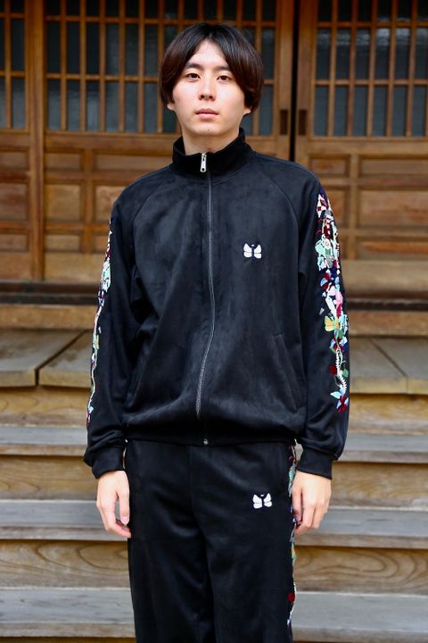 doublet CHAOS EMBROIDERY SUEDE TRACK JACKET"BLACK"style.2020.8.8.