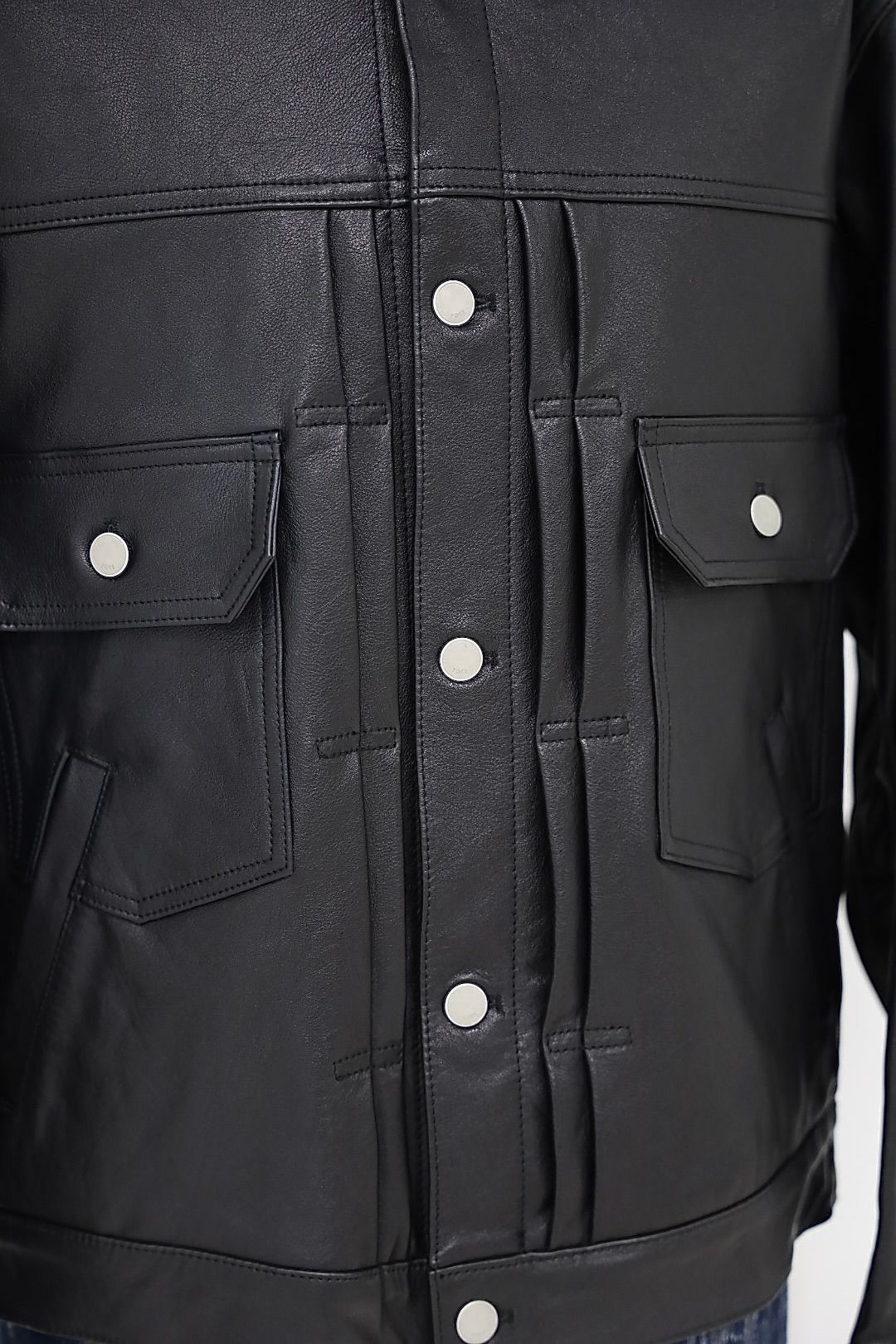 YOKE 26FW Leather Trucker Jacket(YK26FW01305B)Black