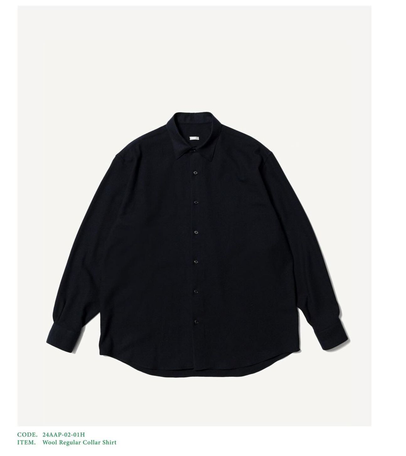 アプレッセ Wool Regular Collar Shirt(24AAP-02-01H)NAVY