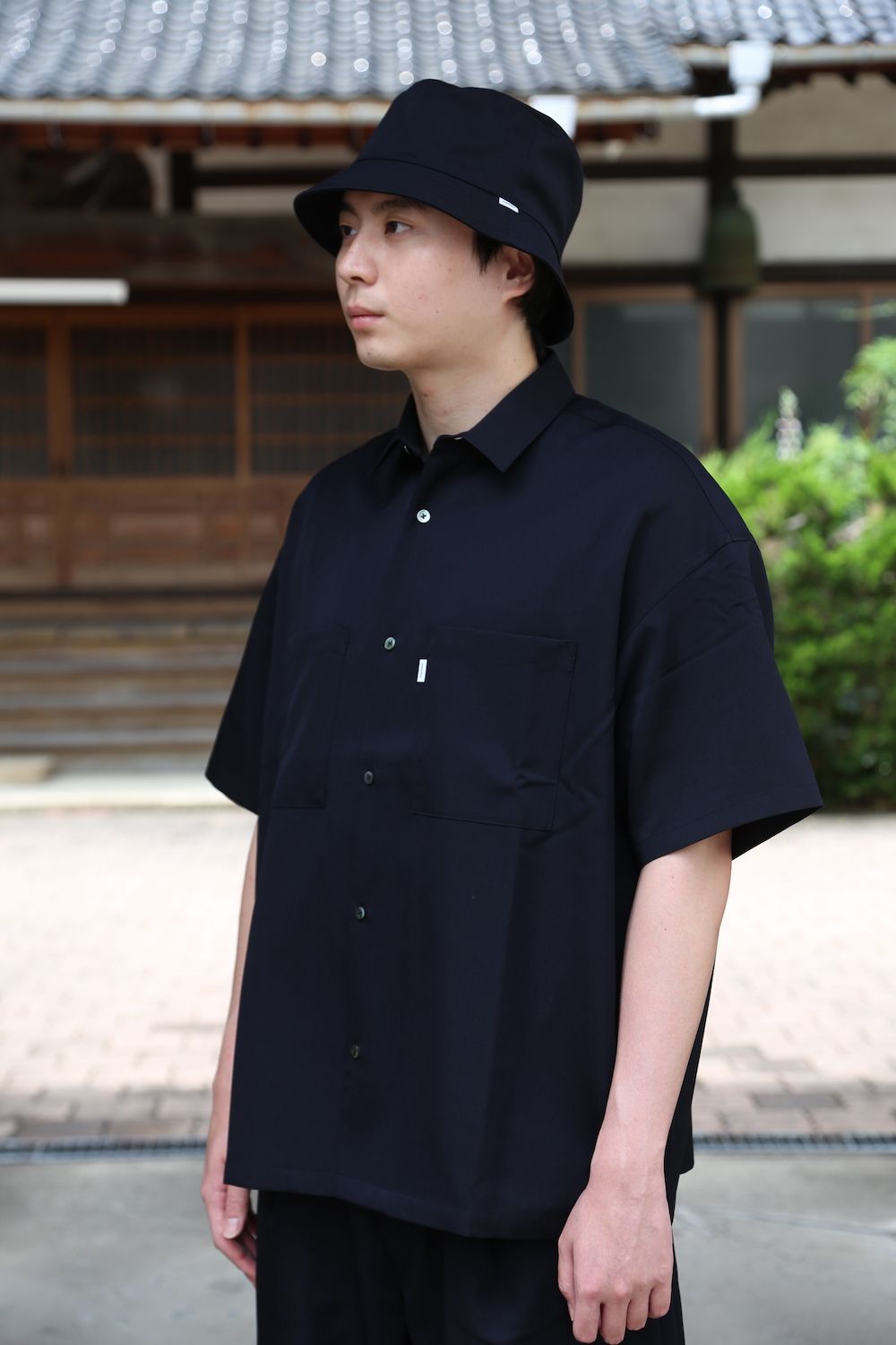 Graphpaper Selvage Wool S/S Oversized Box Shirt(GM212-50260) style