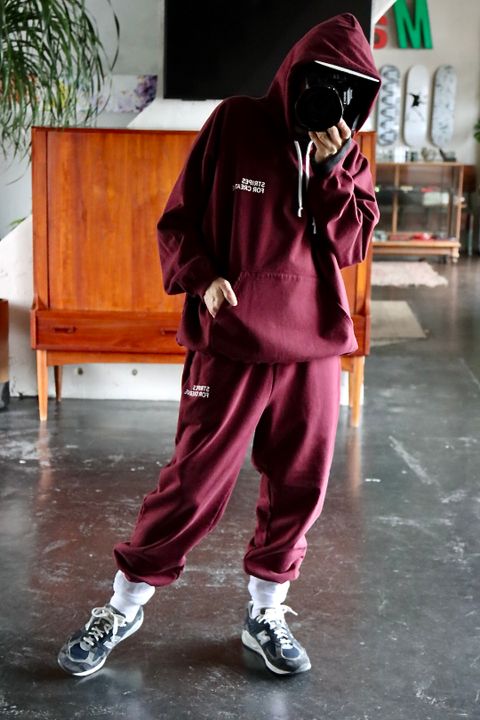 S.F.C RAGLAN HOODIE"BURGUNDY"style.