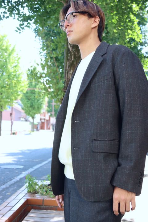 A.PRESSE 23AW Windowpane Jacketスタイル