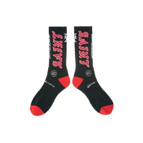 セントマイケル 26SS SAINT SOCKS(SM-MK8-0000-110)BLACK×RED☆4月11日(土)発売！