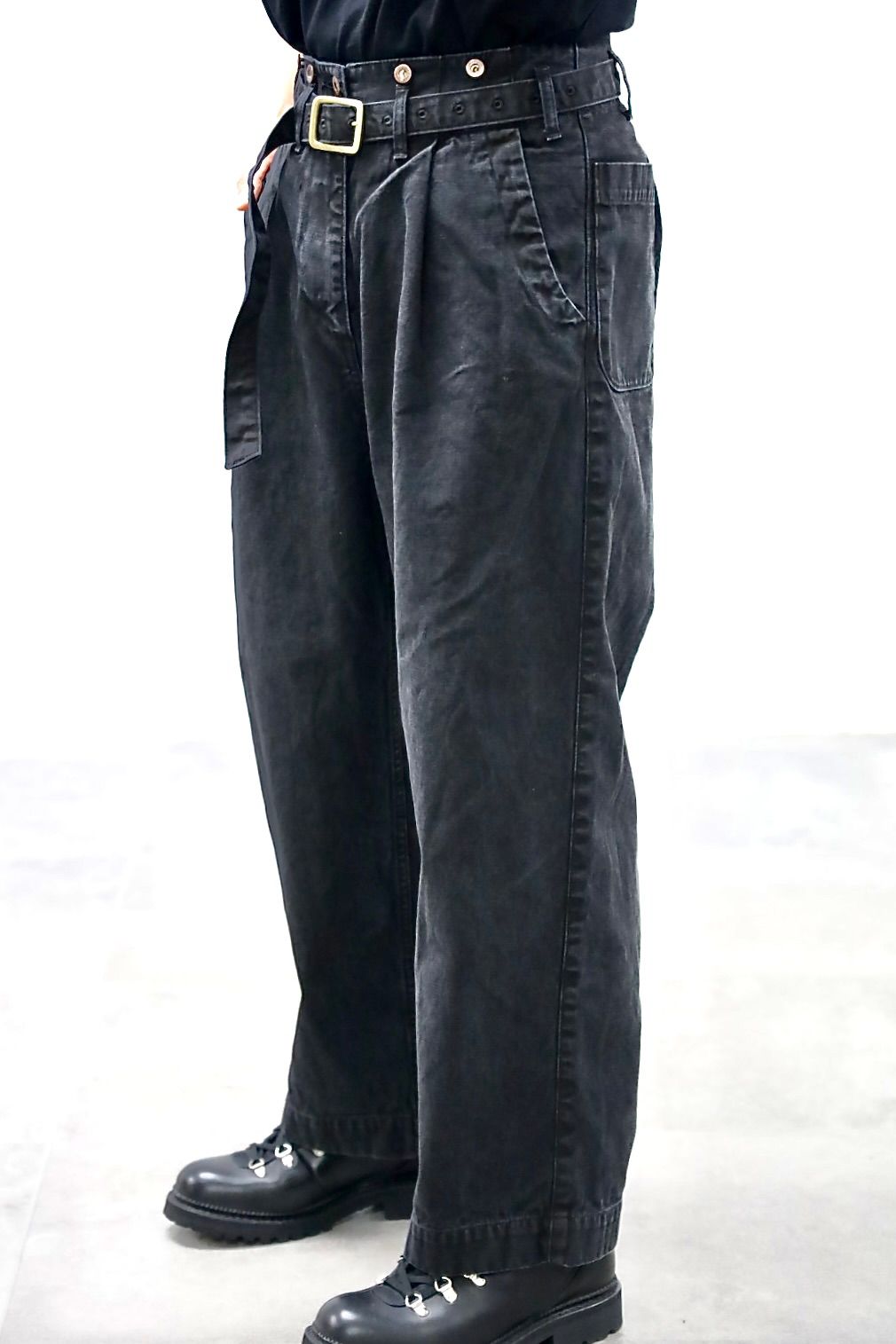 Gurank グランク 26SS ベルテッドワークパンツ CH belted work pants (2607HB) BLACK★新作発売！